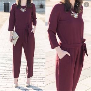 Madewell Sloan Jumpsuit in Burgundy Crepe Size 2